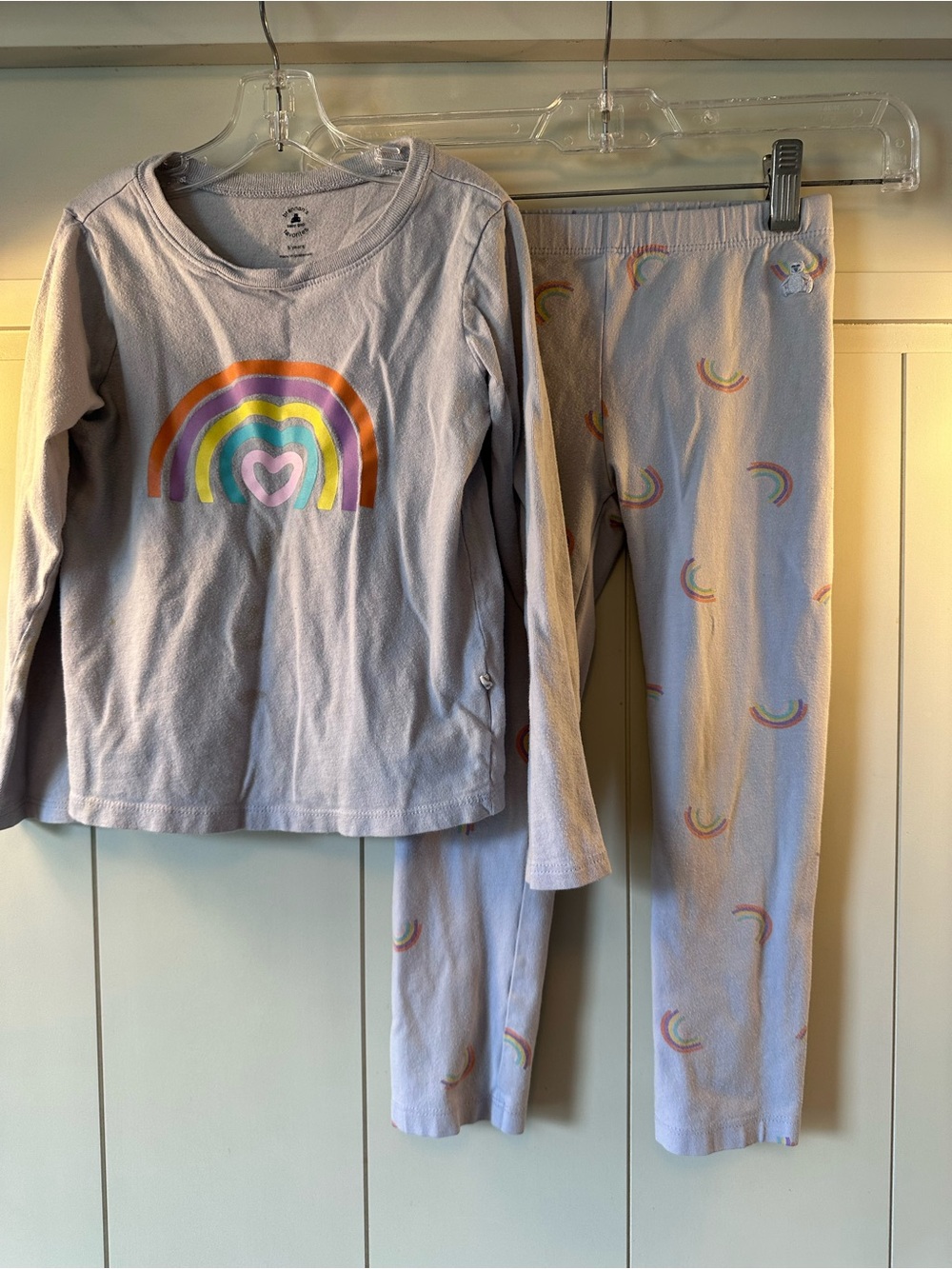 GAP Lavender Rainbow Heart Long-Sleeve Pajama Set